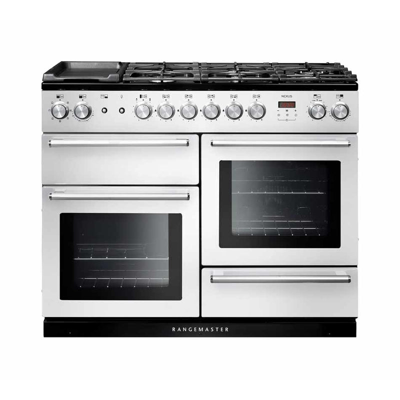 Rangemaster NEX110DFFWH/C - White/Chrome Range Cooker - 146L - A Rated
