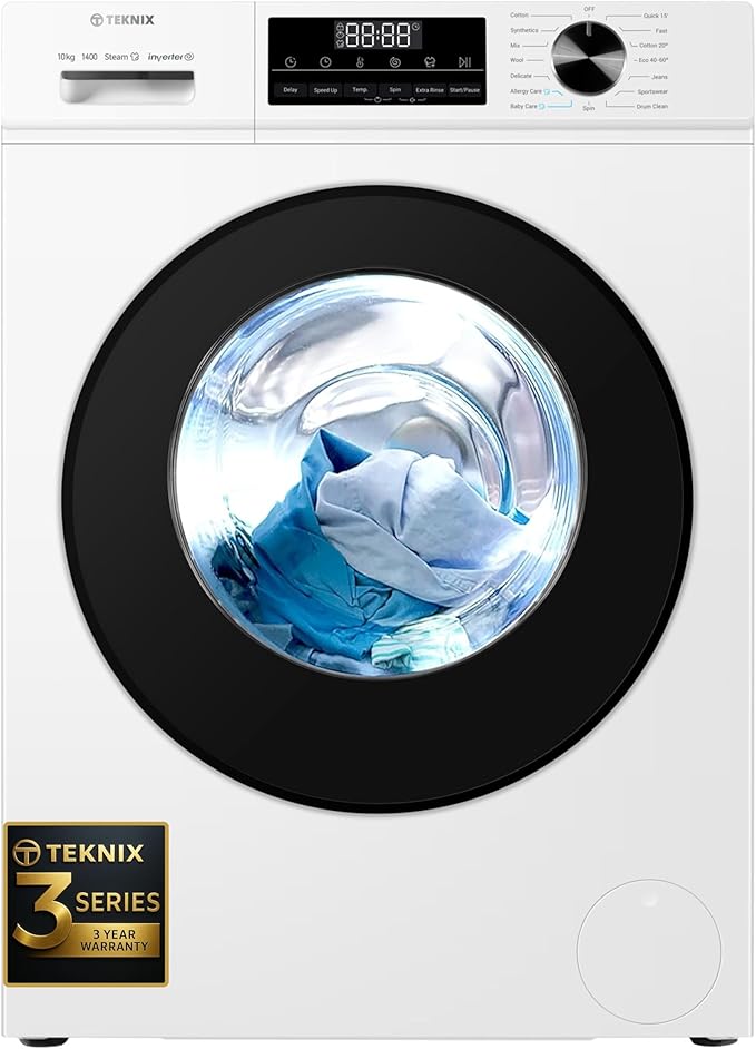 Teknix TK3W1014XW - White 10KG Washing Machine - 1400 RPM - A