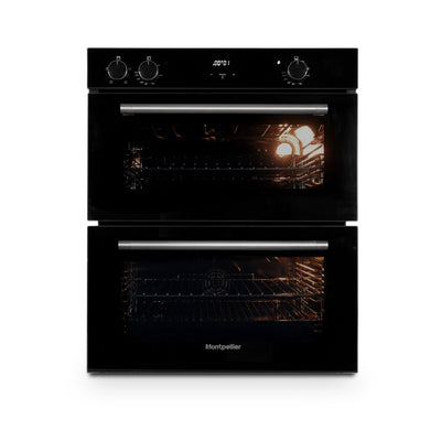 Montpellier MBUDO72 - Black Built-Under Double Oven - 39L/53L Capacity - A/A Energy