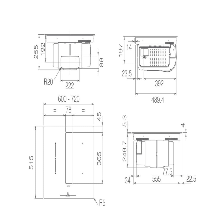 Elica NT-FIT-RAW-70 - Black Venting Hob - 72cm - A Rated