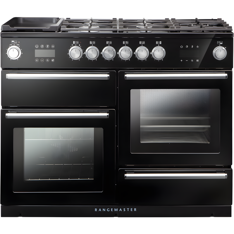 Rangemaster NEX110SODFFBL/C - Black Dual Fuel Range Cooker - 79L/35L - A Energy