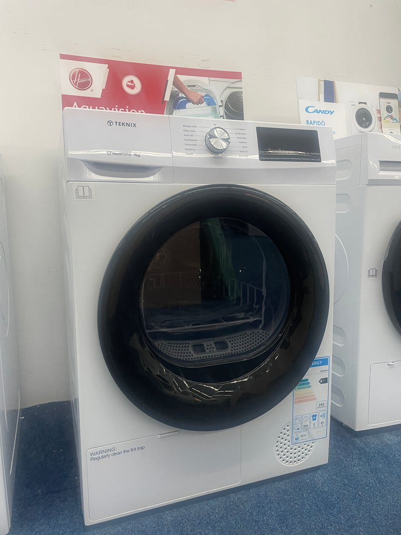 Teknix TKHP9HW - White 9KG Heat Pump Condenser Dryer - E energy - Display