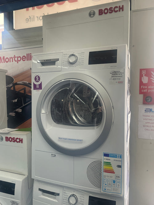 Bosch Series 4 WTH85223GB - White 8KG Heat Pump Condenser Dryer - A++ energy - Display