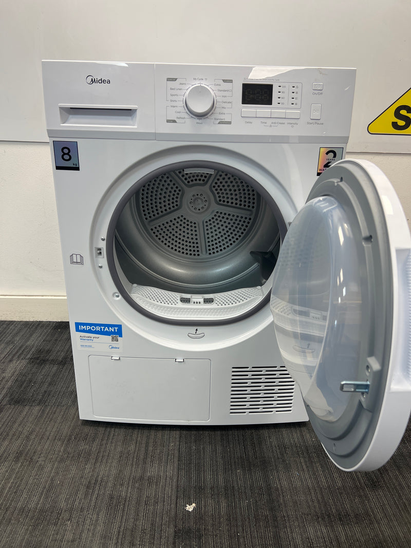 Midea MDG09EH80/1 - White 8KG Heat Pump Condenser Dryer - A++ energy - Unboxed