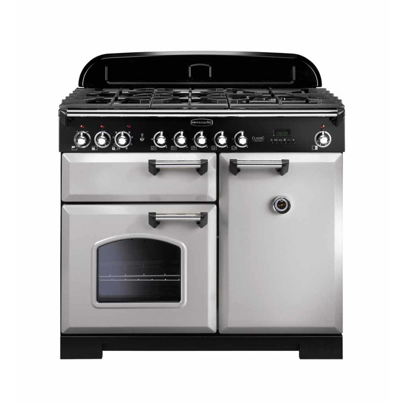 Rangemaster Classic Deluxe CDL100DFFRP/C - Royal Pearl/Chrome 100cm Range Cooker - Dual Fuel - A Rated
