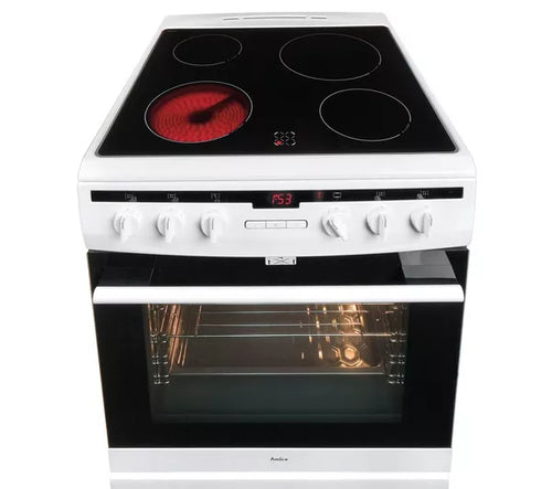 Amica 608CE2TAW - White 4 Zone Electric Cooker - A energy