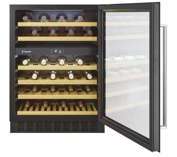 Candy CCVB 60D UK/N - Black 46 Bottle Built-In Wine Cooler - Dual Temperature Zones - LED Lighting