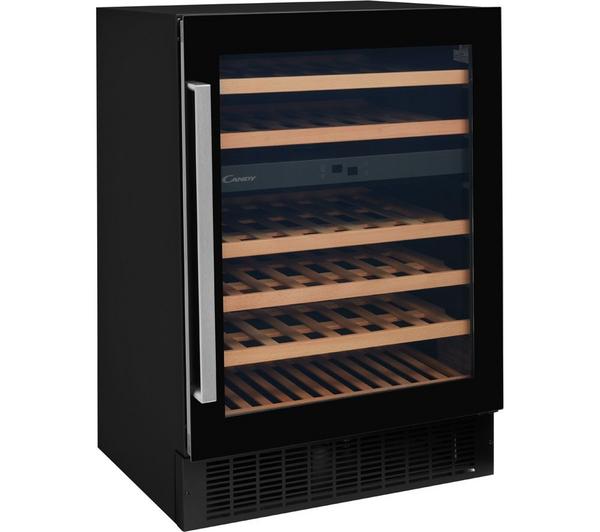 Candy CCVB 60D UK/N - Black 46 Bottle Built-In Wine Cooler - Dual Temperature Zones - LED Lighting