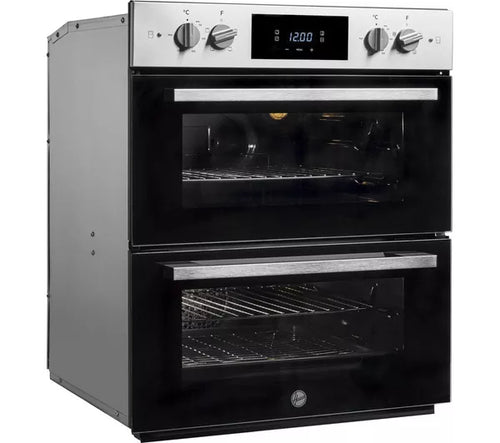 Hoover HO7DC3B308IN - Stainless Steel & Black Double Ovens - 77L Total Capacity - A Energy Rating