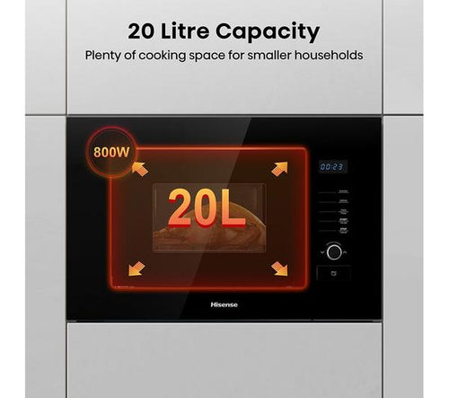 Hisense HB20MOBX5UK - Black 20L Built-In Microwave - 800W