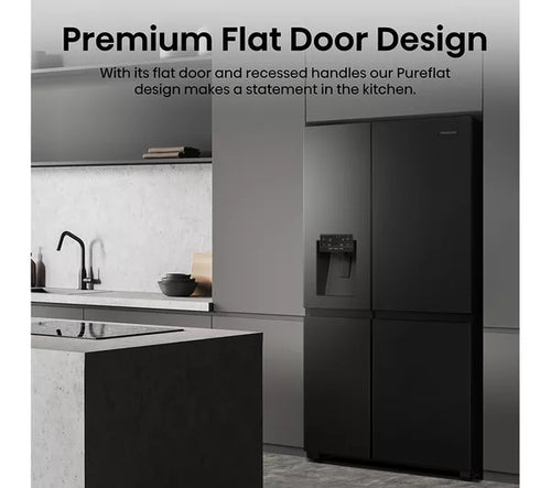 Hisense RS818N4TFC - Black/Stainless Steel American Fridge Freezer - 632L - C Energy