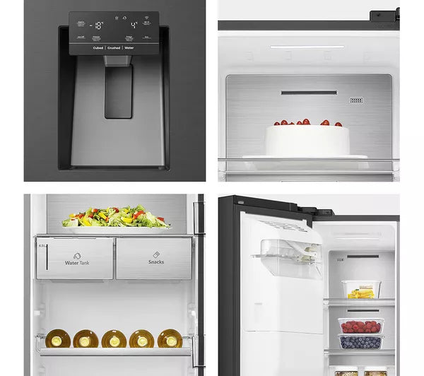 Hisense RS818N4TFC - Black/Stainless Steel American Fridge Freezer - 632L - C Energy