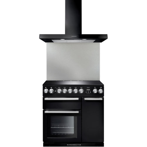 Rangemaster UNBHDS90BL - Black 90cm Chimney Cooker Hood - B Energy Rated