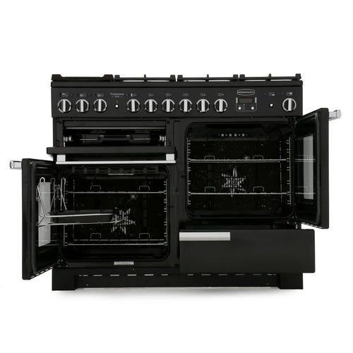 Rangemaster PDL110DFFSL/C - Slate/Chrome 110cm Dual Fuel Range Cooker - 146L - A Rated