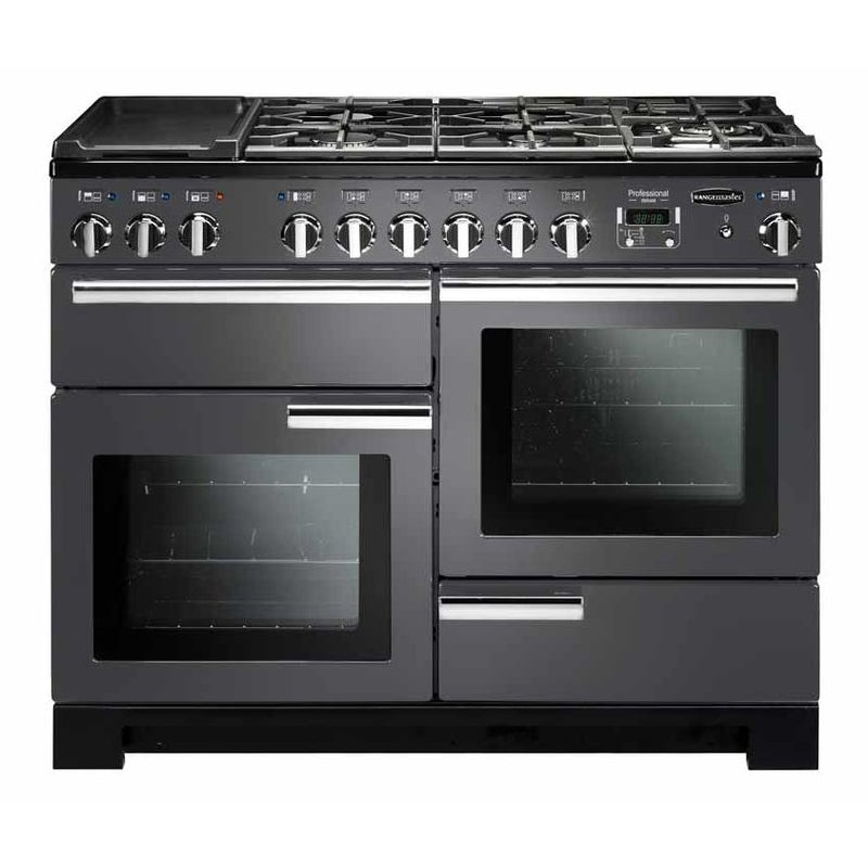 Rangemaster PDL110DFFSL/C - Slate/Chrome 110cm Dual Fuel Range Cooker - 146L - A Rated