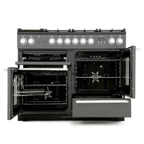 Rangemaster Nexus NEX110DFFSL/C - Slate/Chrome 110cm Dual Fuel Range Cooker - A Rated