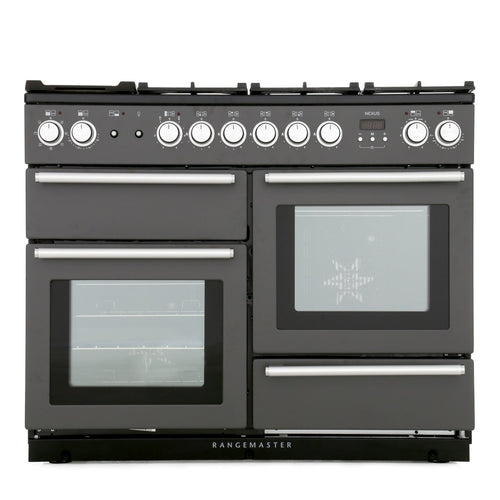 Rangemaster Nexus NEX110DFFSL/C - Slate/Chrome 110cm Dual Fuel Range Cooker - A Rated