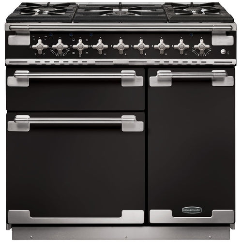 Rangemaster Elise ELS90DFFGB - Black Range Cooker - 90cm Dual Fuel - A Rated