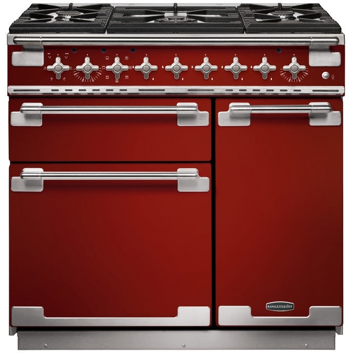 Rangemaster ELS90DFFRD - Cherry Red Range Cooker - 90cm Dual Fuel - A Rated