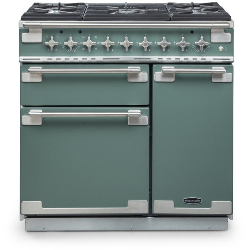 Rangemaster ELS90DFFWH - White/Brushed Chrome Dual Fuel Range Cooker - 79L - A Rated
