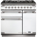 Rangemaster ELS90DFFWH - White/Brushed Chrome Dual Fuel Range Cooker - 79L - A Rated