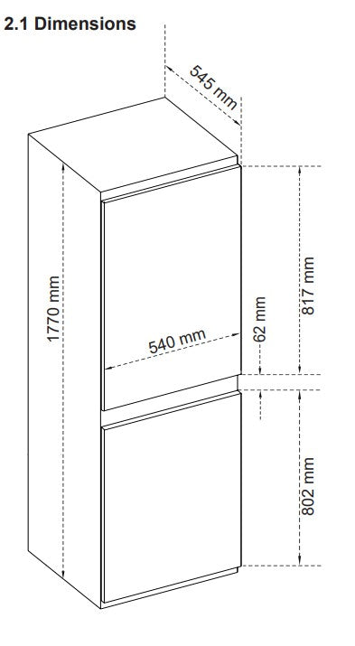 Montpellier MIFF505LF - White Integrated Low Frost Fridge Freezer - 244 Litres - E energy