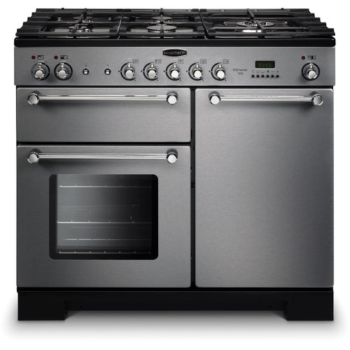 Rangemaster Kitchener KCH100NGFSS/C - Stainless Steel & Chrome Gas Range Cooker - 100cm - A+ Energy
