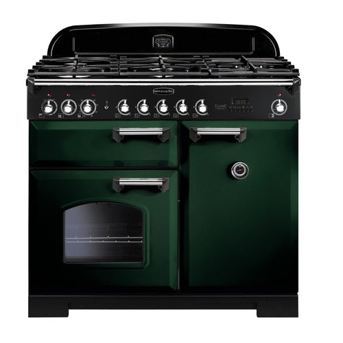 Rangemaster Classic Deluxe CDL100DFFRG/C - Racing Green Dual Fuel Range Cooker - 100cm - A Rated