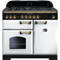 Rangemaster CDL100DFFWH/B - White/Brass Range Cooker - Dual Fuel - A Rated
