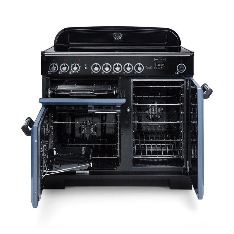Rangemaster Classic Deluxe CDL100EIWH/C - White/Chrome Range Cooker - 79L + 82L - A Rated