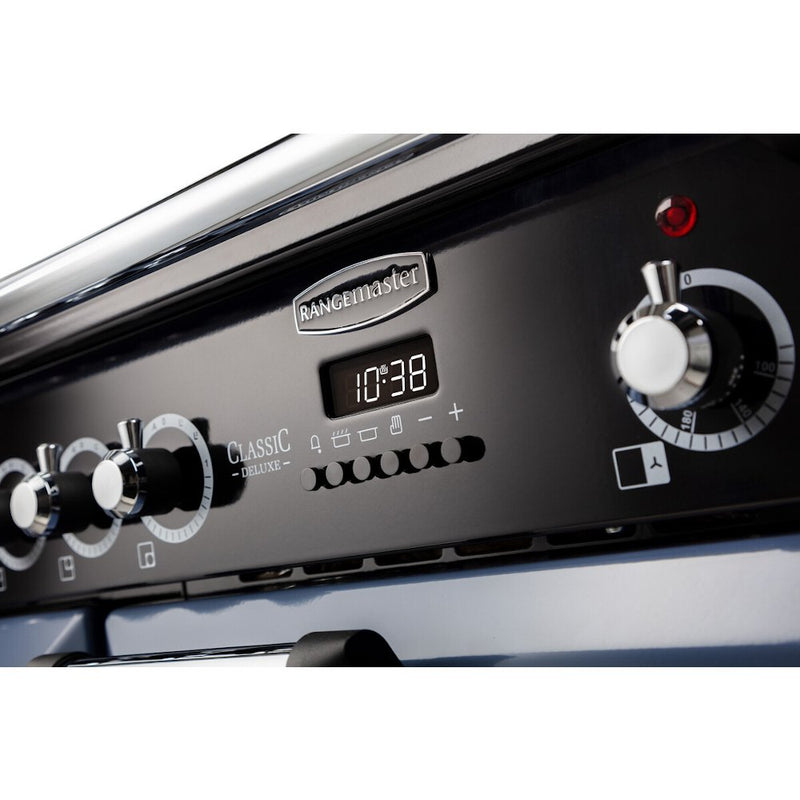 Rangemaster Classic Deluxe CDL100EIWH/C - White/Chrome Range Cooker - 79L + 82L - A Rated
