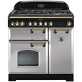 Rangemaster Classic Deluxe CDL90DFFRP/B - Royal Pearl/Brass 90cm Range Cooker - Dual Fuel - A Rated