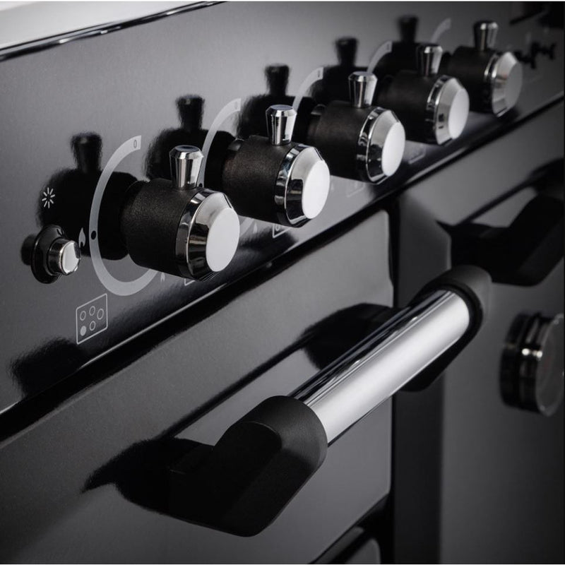 Rangemaster Classic CLA110NGFBL/C - Black/Chrome Gas Range Cooker - 86L - A+ Energy