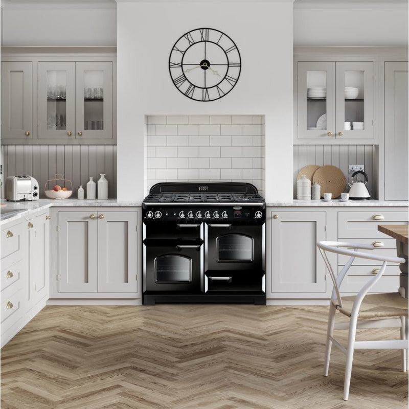 Rangemaster Classic CLA110NGFBL/C - Black/Chrome Gas Range Cooker - 86L - A+ Energy