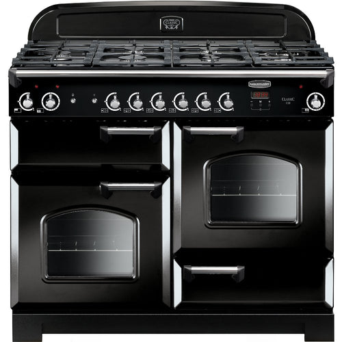 Rangemaster Classic CLA110NGFBL/C - Black/Chrome Gas Range Cooker - 86L - A+ Energy
