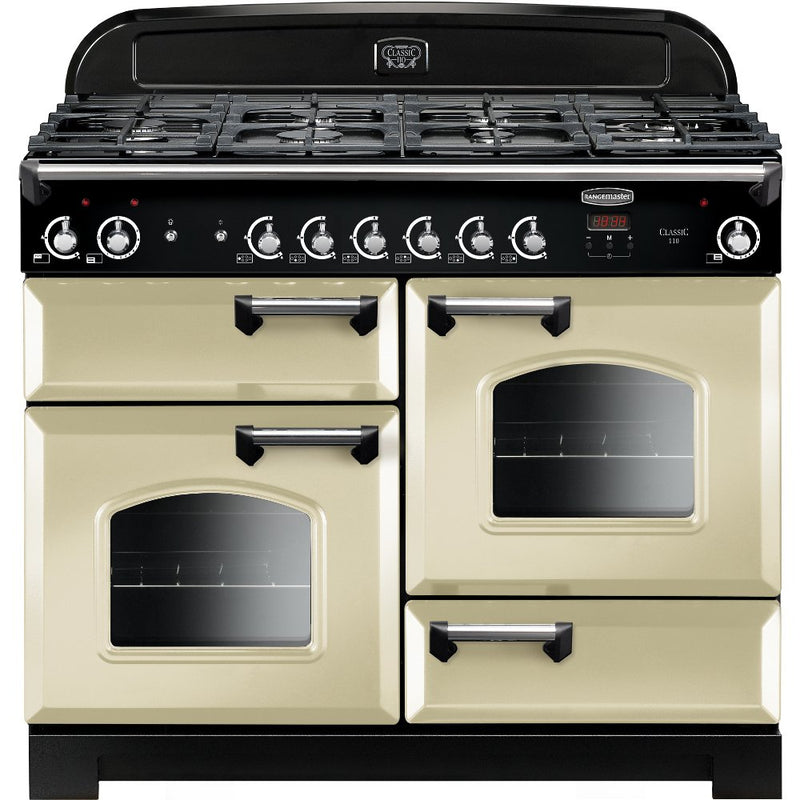 Rangemaster Classic CLA110NGFCR/C - Cream/Chrome Gas Range Cooker - 110cm - A+ Energy