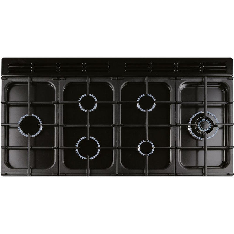 Rangemaster Kitchener KCH110NGFBL/C - Black/Chrome Gas Range Cooker - 110cm - A+ Energy