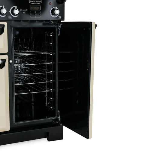 Rangemaster Classic CLA90NGFBL/C - Black/Chrome Range Cooker - 90cm Gas - A+ Energy