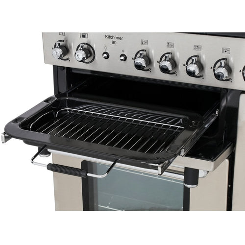 Rangemaster Kitchener KCH90NGFCR/C - Cream/Chrome Gas Range Cooker - 90cm - A+ Energy
