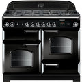 Rangemaster Classic CLA110DFFBL/C - Black/Chrome Dual Fuel Range Cooker - 79L - A Rated