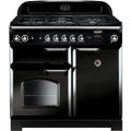 Rangemaster Classic CLA100DFFBL/C - Black/Chrome Range Cooker - 100cm Dual Fuel - A Rated