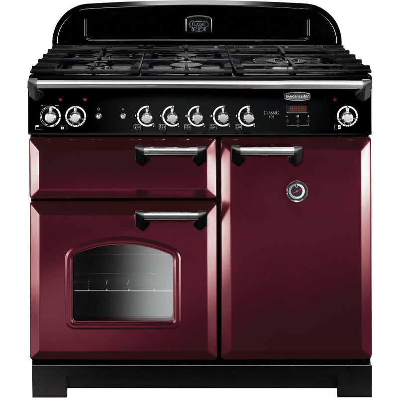 Rangemaster Classic CLA100DFFCY/C - Red/Chrome 100cm Range Cooker - Dual Fuel - A Rated