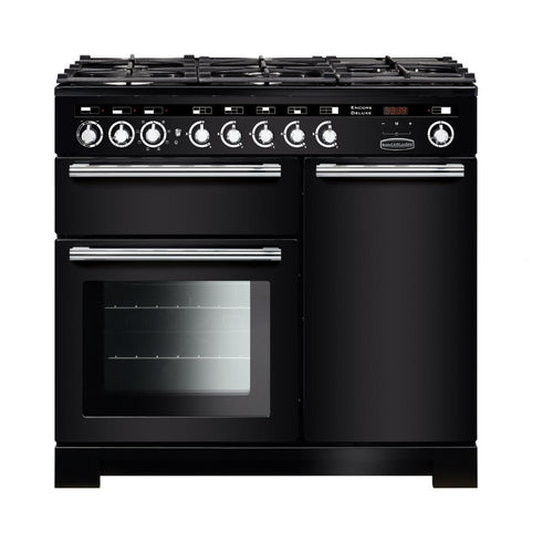 Rangemaster Encore EDL100DFFBL/C - Black Range Cooker - 79L+82L Dual Fuel - A Rated