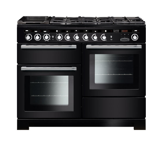 Rangemaster EDL110DFFBL/C - Black/Chrome 110cm Range Cooker - Dual Fuel - A Energy Rated