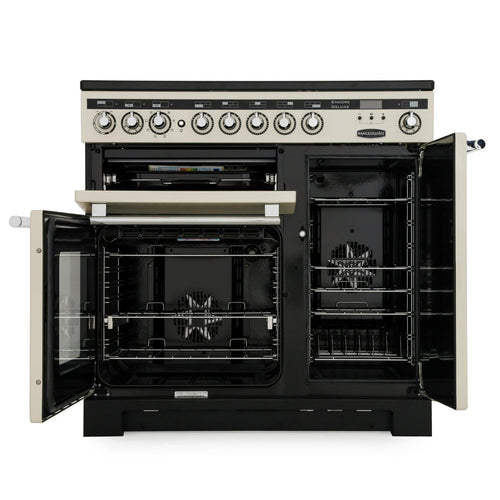 Rangemaster EDL90EIIV/C - Ivory with Chrome 90cm Range Cooker - Induction - A Energy