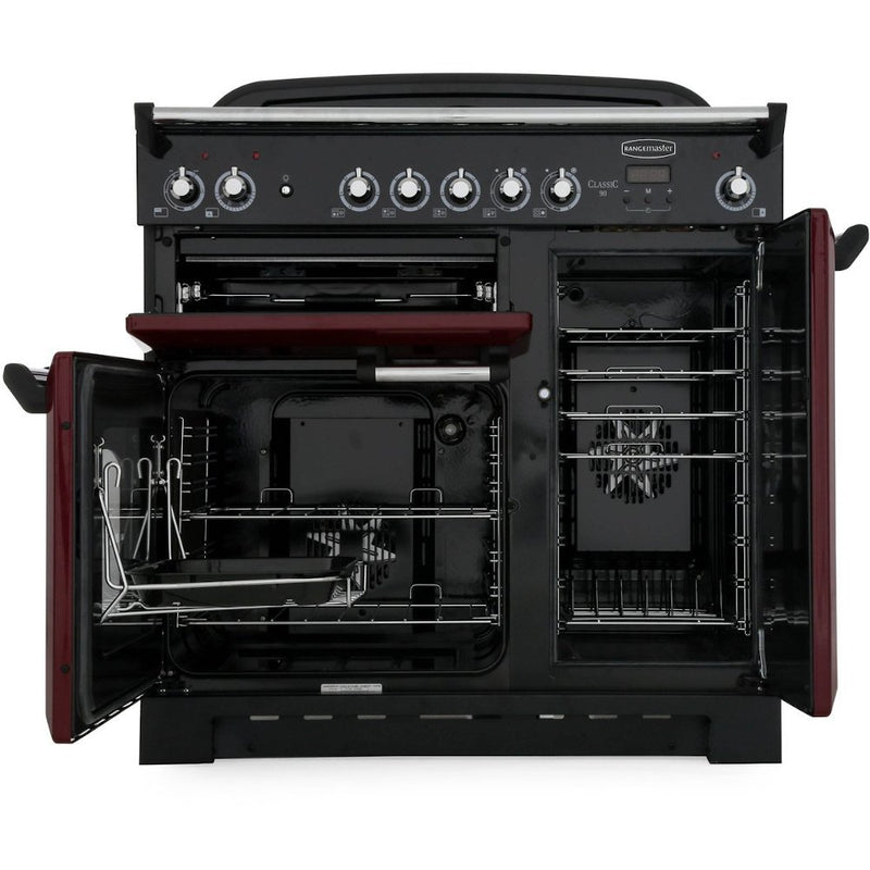 Rangemaster CLA90ECBL/C - Black/Chrome Range Cooker - 79L + 67L Dual Oven - A Rated