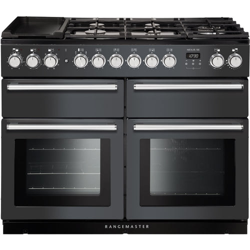 Rangemaster Nexus SE NEXSE110DFFSL/C - Slate/Chrome Black Range Cooker - Dual Fuel - A Rated