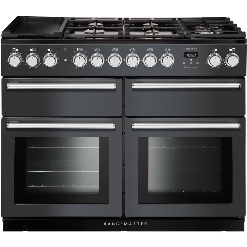 Rangemaster Nexus SE NEXSE110DFFSL/C - Slate/Chrome Black Range Cooker - Dual Fuel - A Rated