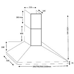 CDA ECH73SS - Stainless Steel 70cm Chimney Extractor - C Energy Rated