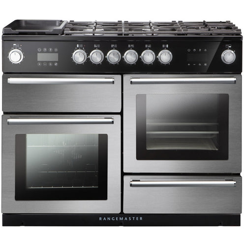 Rangemaster NEX110SODFFSS/C - Stainless Steel 110cm Range Cooker - Dual Fuel with Steam